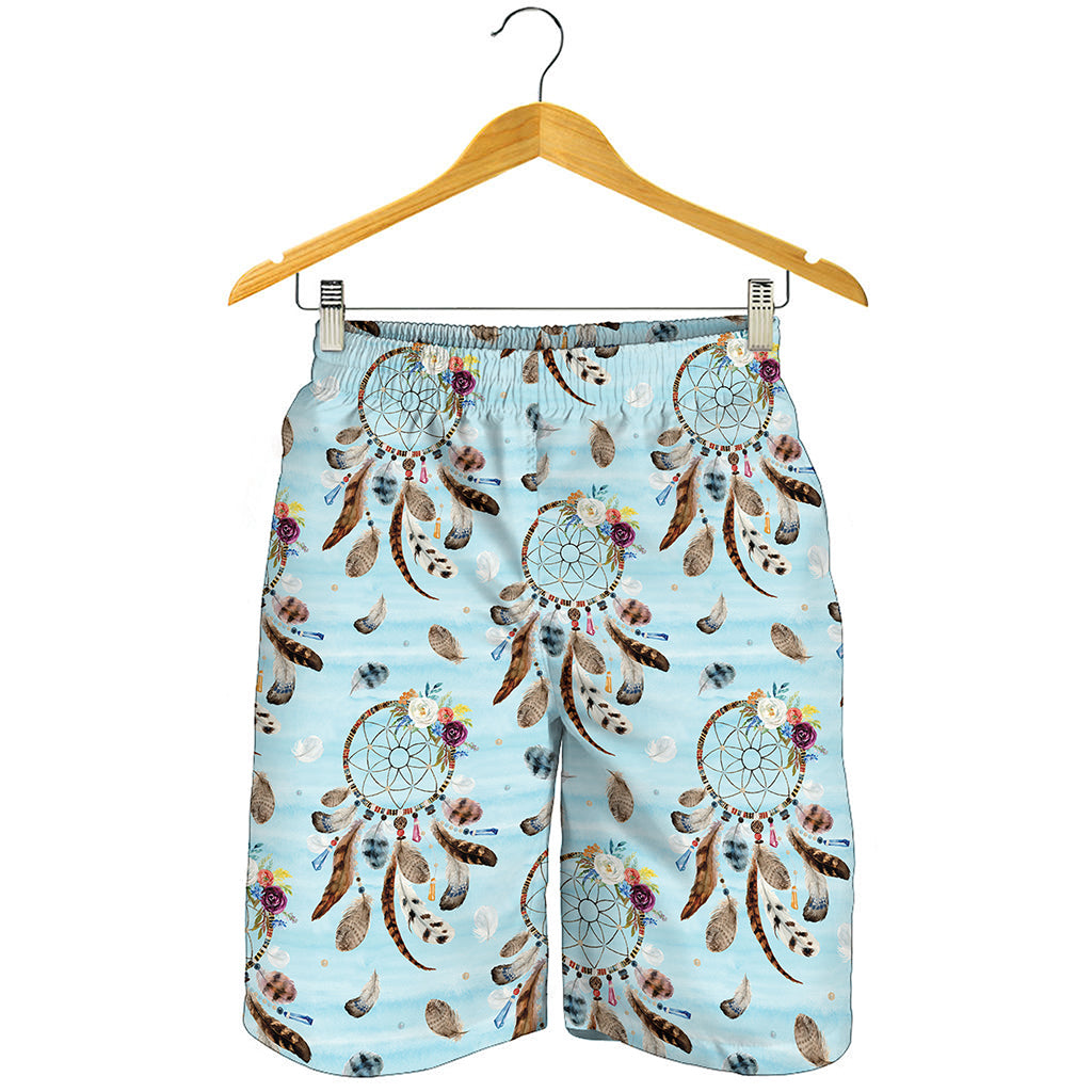 Blue Indian Dream Catcher Pattern Print Men's Shorts
