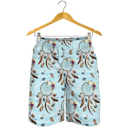 Blue Indian Dream Catcher Pattern Print Men's Shorts