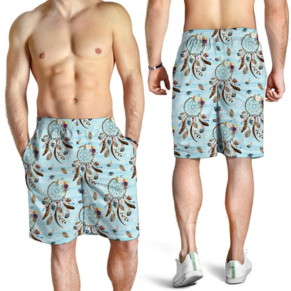 Blue Indian Dream Catcher Pattern Print Men's Shorts