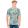 Blue Indian Dream Catcher Pattern Print Men's T-Shirt