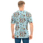 Blue Indian Dream Catcher Pattern Print Men's T-Shirt