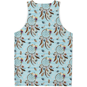 Blue Indian Dream Catcher Pattern Print Men's Tank Top