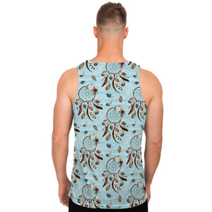 Blue Indian Dream Catcher Pattern Print Men's Tank Top