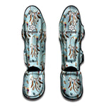 Blue Indian Dream Catcher Pattern Print Muay Thai Shin Guard