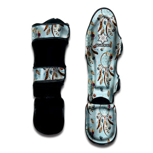 Blue Indian Dream Catcher Pattern Print Muay Thai Shin Guard