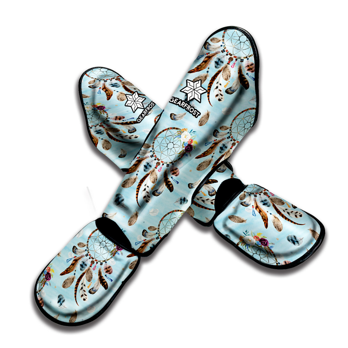 Blue Indian Dream Catcher Pattern Print Muay Thai Shin Guard