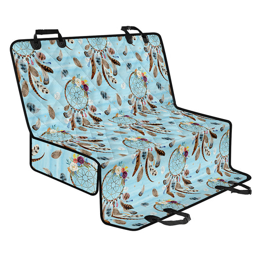 Blue Indian Dream Catcher Pattern Print Pet Car Back Seat Cover