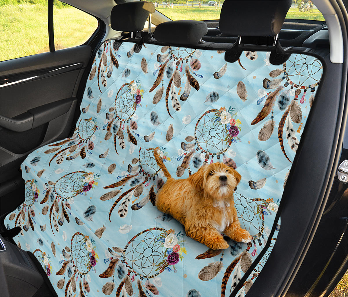 Blue Indian Dream Catcher Pattern Print Pet Car Back Seat Cover