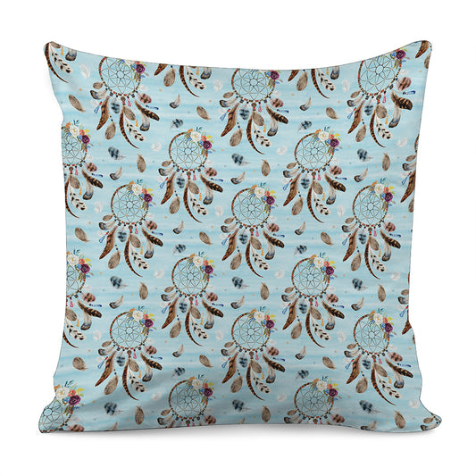 Blue Indian Dream Catcher Pattern Print Pillow Cover