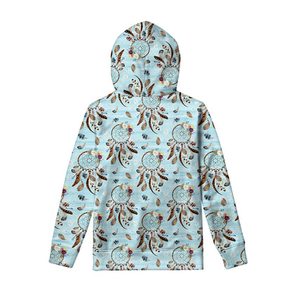 Blue Indian Dream Catcher Pattern Print Pullover Hoodie