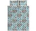 Blue Indian Dream Catcher Pattern Print Quilt Bed Set