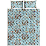 Blue Indian Dream Catcher Pattern Print Quilt Bed Set