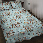 Blue Indian Dream Catcher Pattern Print Quilt Bed Set
