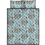 Blue Indian Dream Catcher Pattern Print Quilt Bed Set