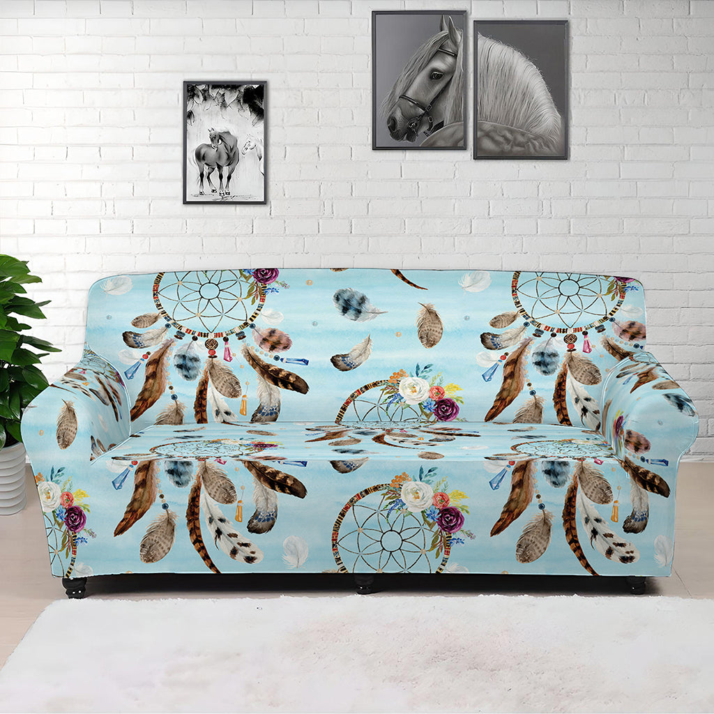 Blue Indian Dream Catcher Pattern Print Sofa Cover