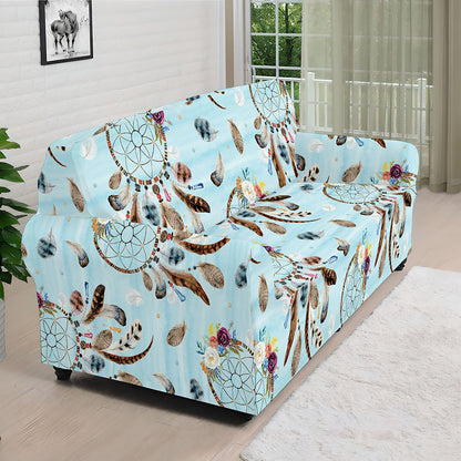 Blue Indian Dream Catcher Pattern Print Sofa Cover