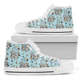 Blue Indian Dream Catcher Pattern Print White High Top Sneakers