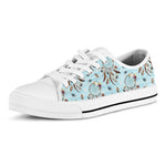 Blue Indian Dream Catcher Pattern Print White Low Top Shoes