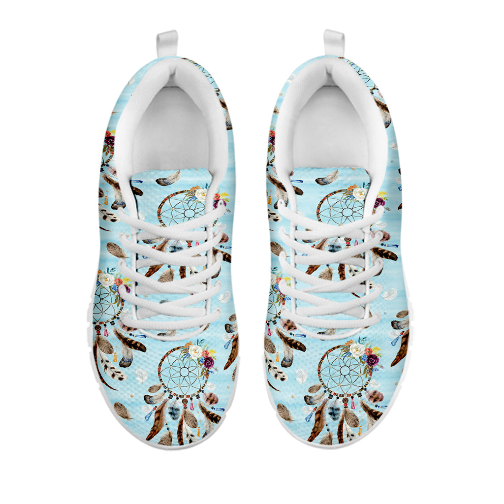 Blue Indian Dream Catcher Pattern Print White Sneakers