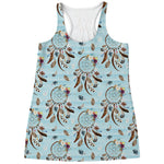 Blue Indian Dream Catcher Pattern Print Women's Racerback Tank Top