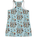 Blue Indian Dream Catcher Pattern Print Women's Racerback Tank Top