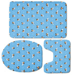 Blue Jack Russell Terrier Pattern Print 3 Piece Bath Mat Set