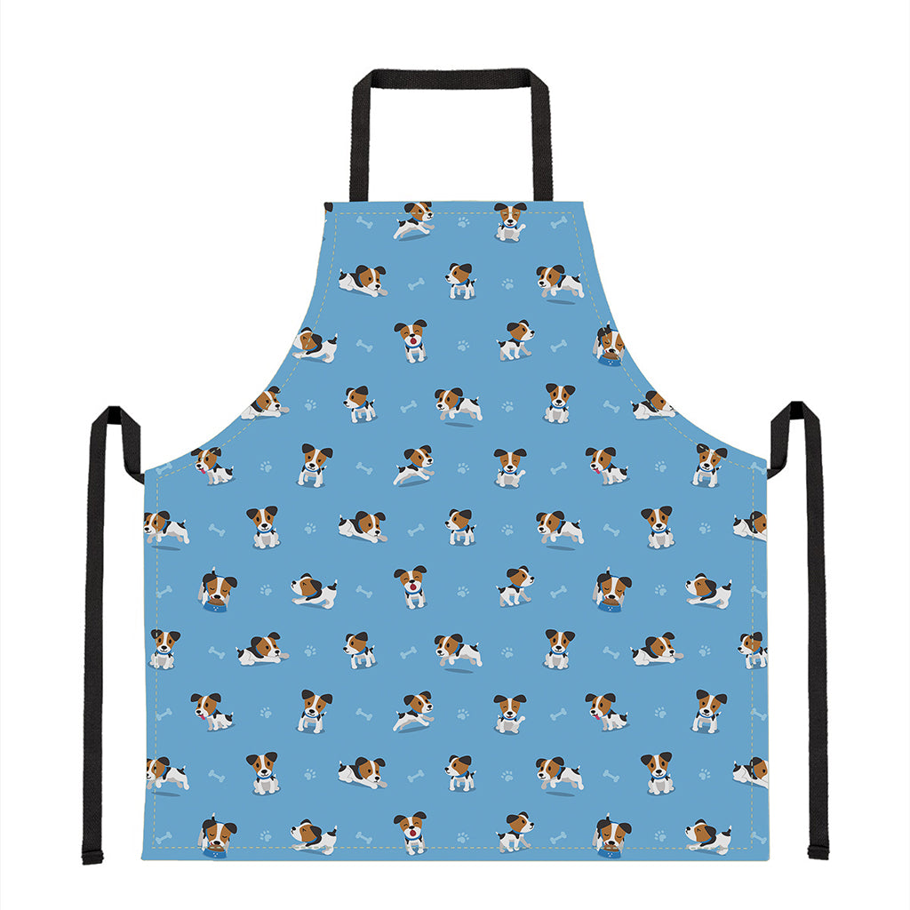 Blue Jack Russell Terrier Pattern Print Apron