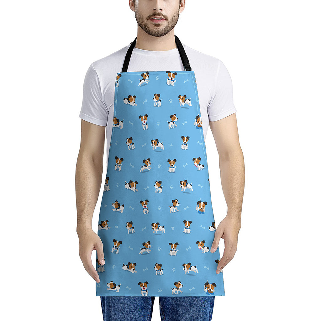 Blue Jack Russell Terrier Pattern Print Apron