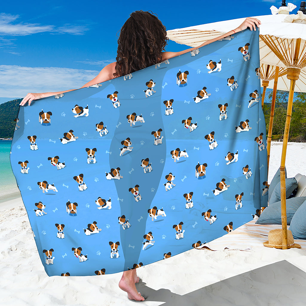 Blue Jack Russell Terrier Pattern Print Beach Sarong Wrap