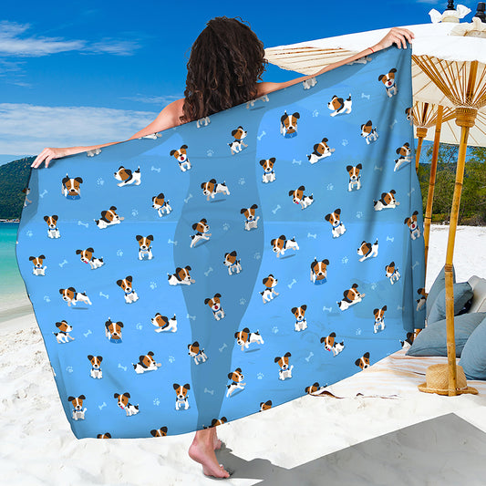 Blue Jack Russell Terrier Pattern Print Beach Sarong Wrap