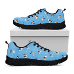 Blue Jack Russell Terrier Pattern Print Black Sneakers