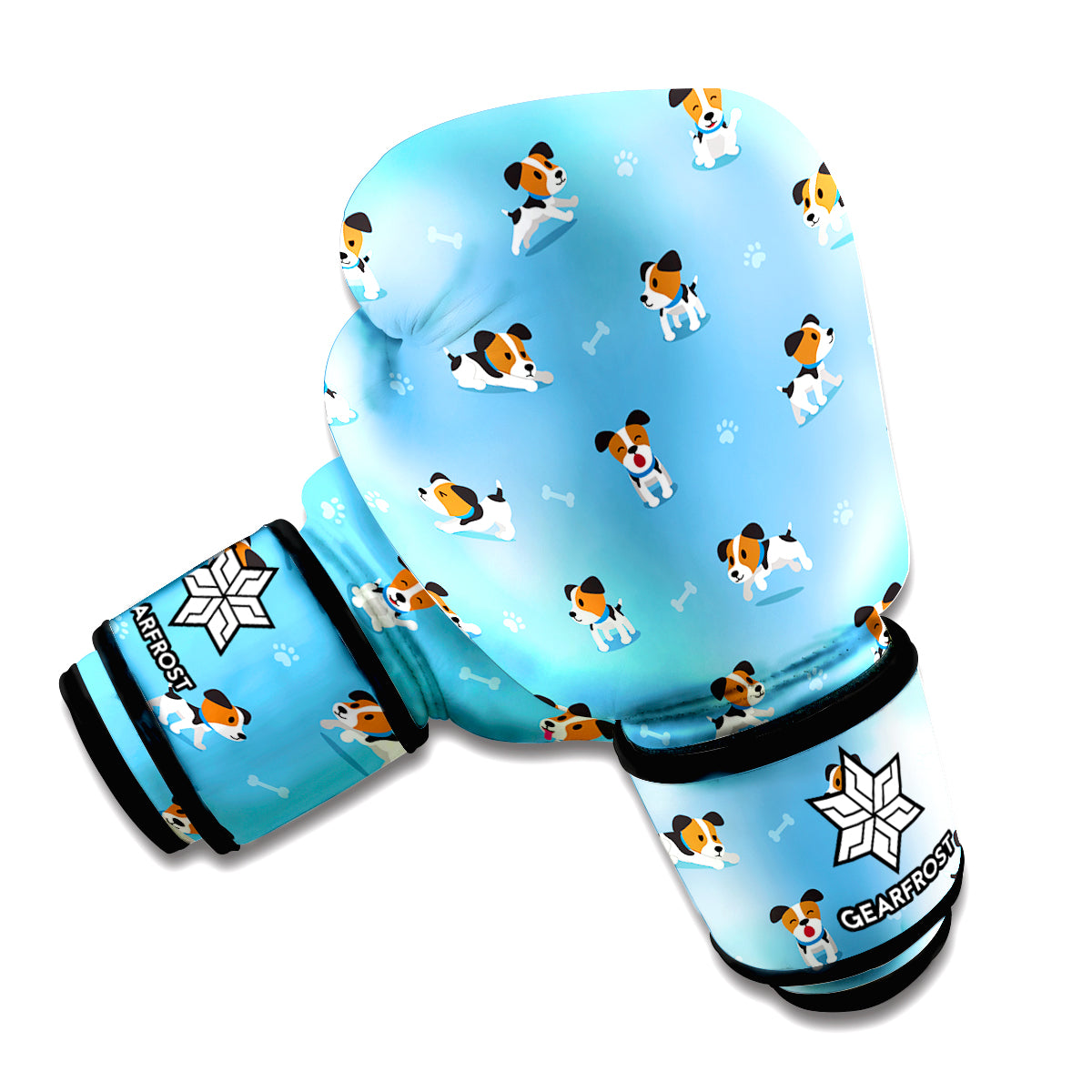 Blue Jack Russell Terrier Pattern Print Boxing Gloves