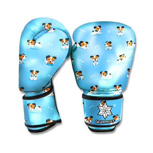 Blue Jack Russell Terrier Pattern Print Boxing Gloves