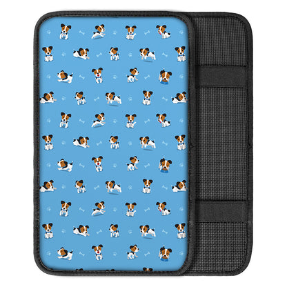 Blue Jack Russell Terrier Pattern Print Car Center Console Cover