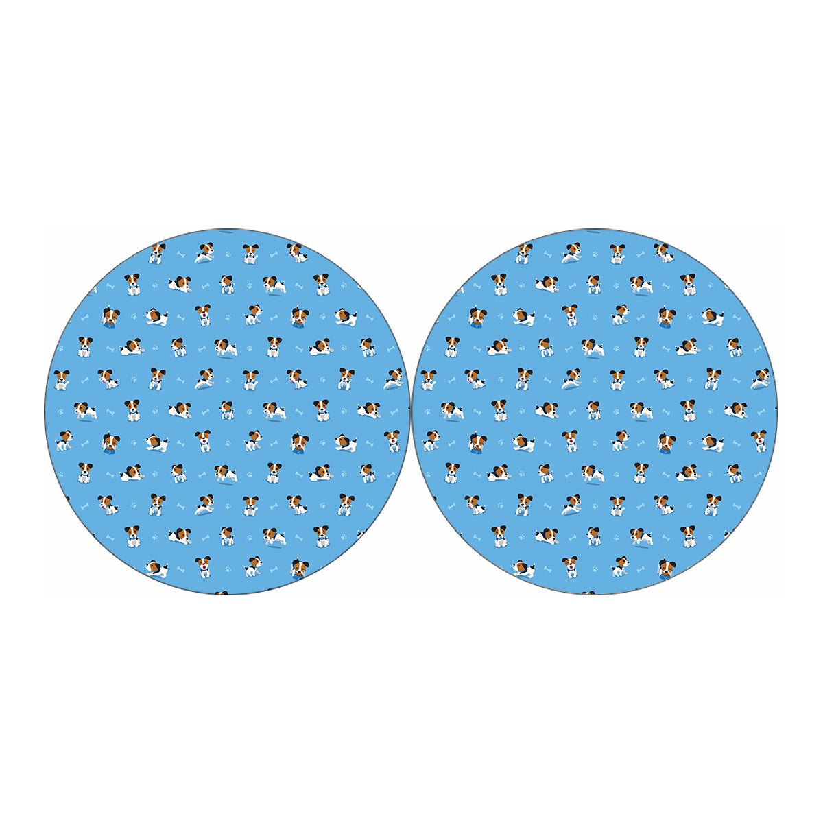 Blue Jack Russell Terrier Pattern Print Car Coasters