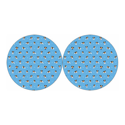 Blue Jack Russell Terrier Pattern Print Car Coasters