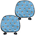 Blue Jack Russell Terrier Pattern Print Car Headrest Covers