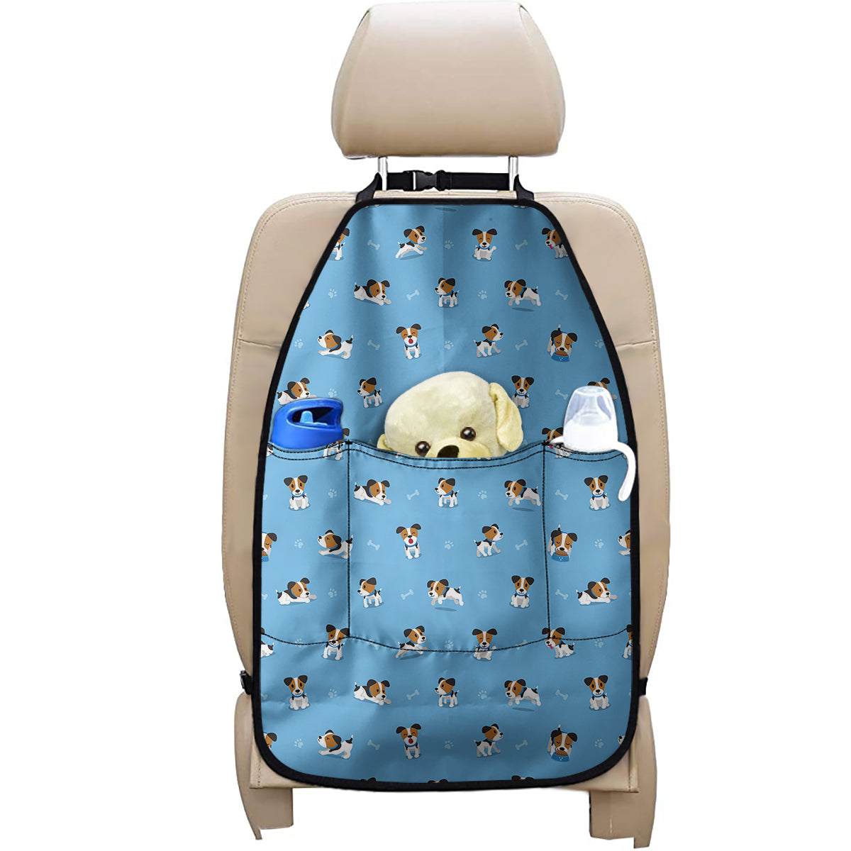 Blue Jack Russell Terrier Pattern Print Car Seat Organizers