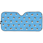 Blue Jack Russell Terrier Pattern Print Car Sun Shade