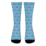 Blue Jack Russell Terrier Pattern Print Crew Socks