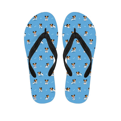 Blue Jack Russell Terrier Pattern Print Flip Flops