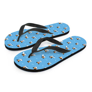 Blue Jack Russell Terrier Pattern Print Flip Flops