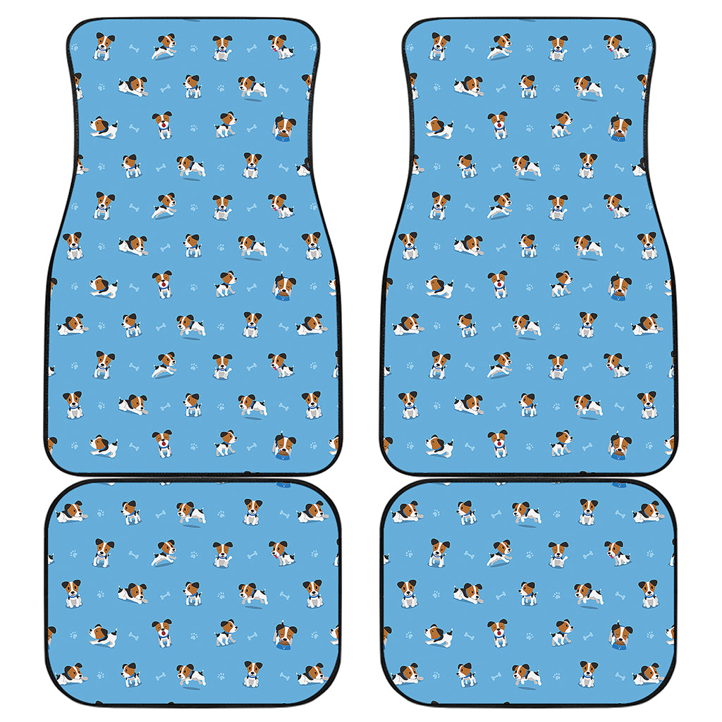 Blue Jack Russell Terrier Pattern Print Front and Back Car Floor Mats