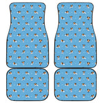 Blue Jack Russell Terrier Pattern Print Front and Back Car Floor Mats