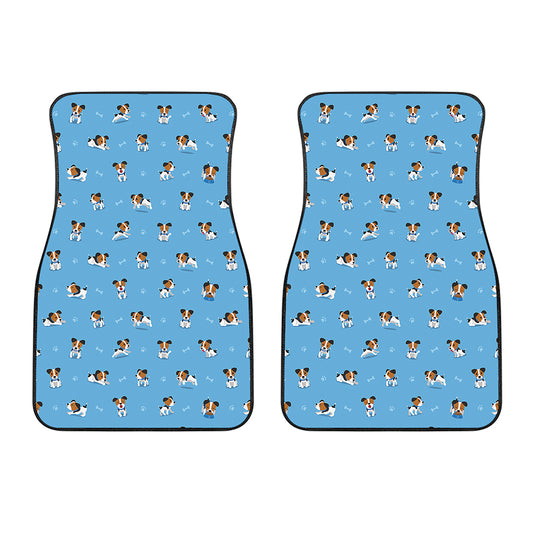 Blue Jack Russell Terrier Pattern Print Front Car Floor Mats