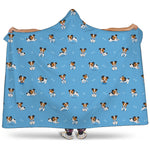 Blue Jack Russell Terrier Pattern Print Hooded Blanket