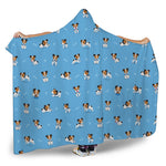 Blue Jack Russell Terrier Pattern Print Hooded Blanket