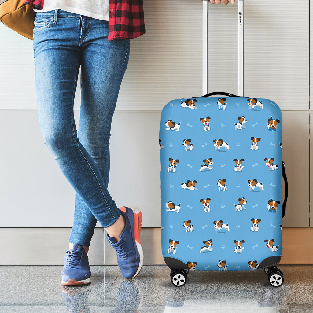 Blue Jack Russell Terrier Pattern Print Luggage Cover