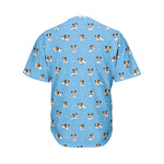 Blue Jack Russell Terrier Pattern Print Men's Baseball Jersey