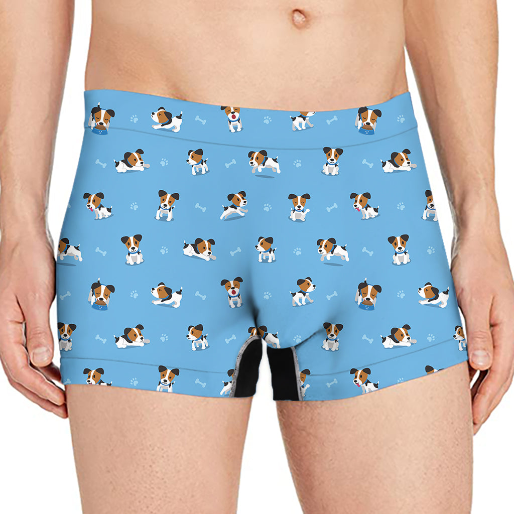 Blue Jack Russell Terrier Pattern Print Men's Boxer Briefs